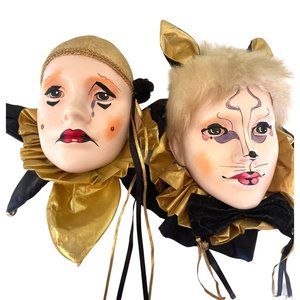 Brinn's Ceramic Harlequin Clown Head Wall Art Vintage Mardi Gras Hand Painted